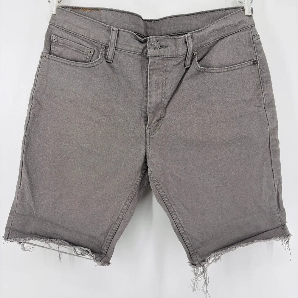 Levis 511 Slim Fit Cut Off Denim Shorts Mens 36 Gray Raw Hem Jorts White Tab 10